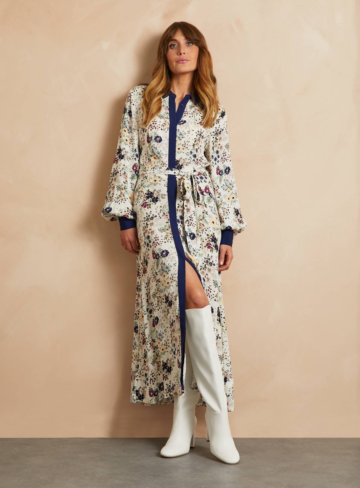 EVERBELLE Moroccan Floral Long Shirt Dress 8 - Image 1